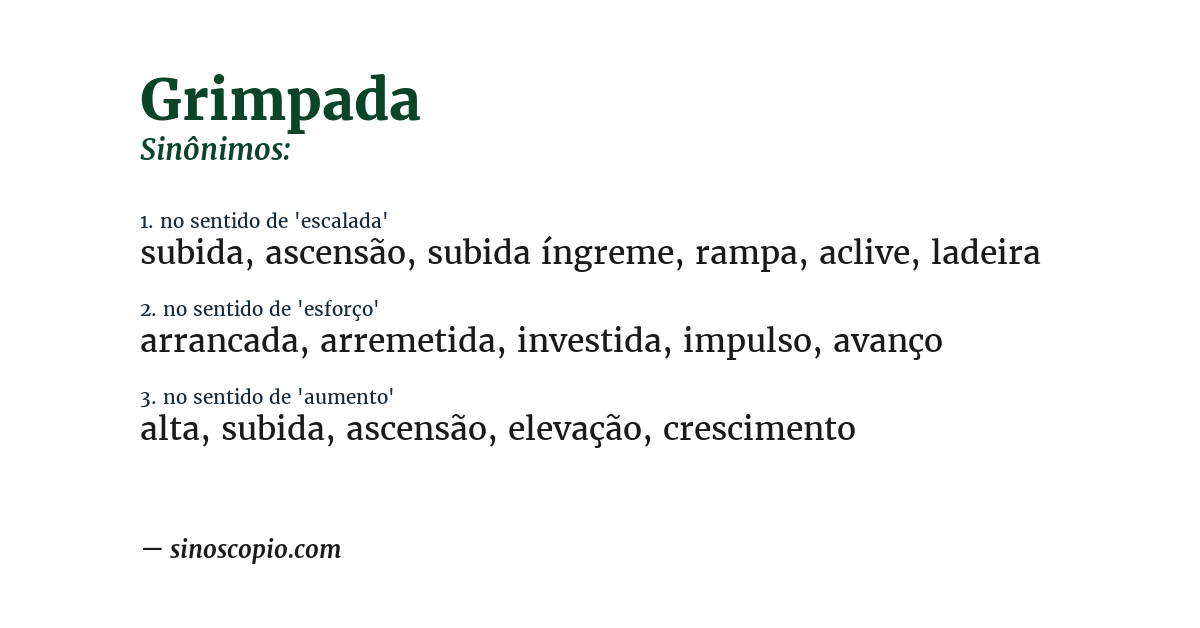 Sinônimo de grimpada