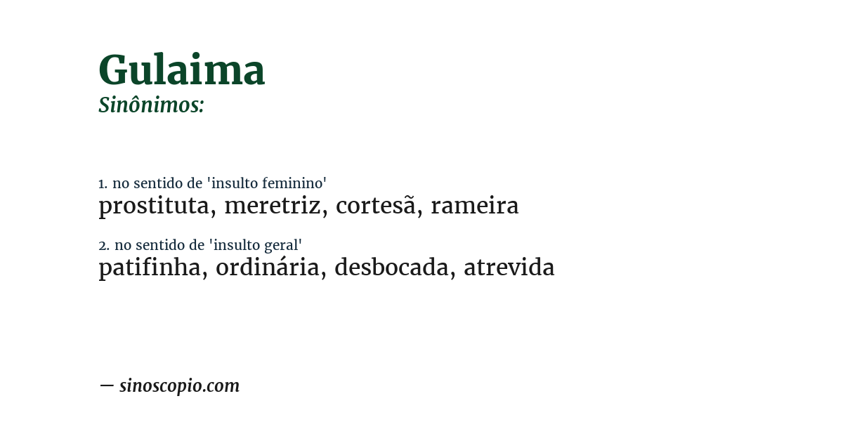 Sinônimo de gulaima