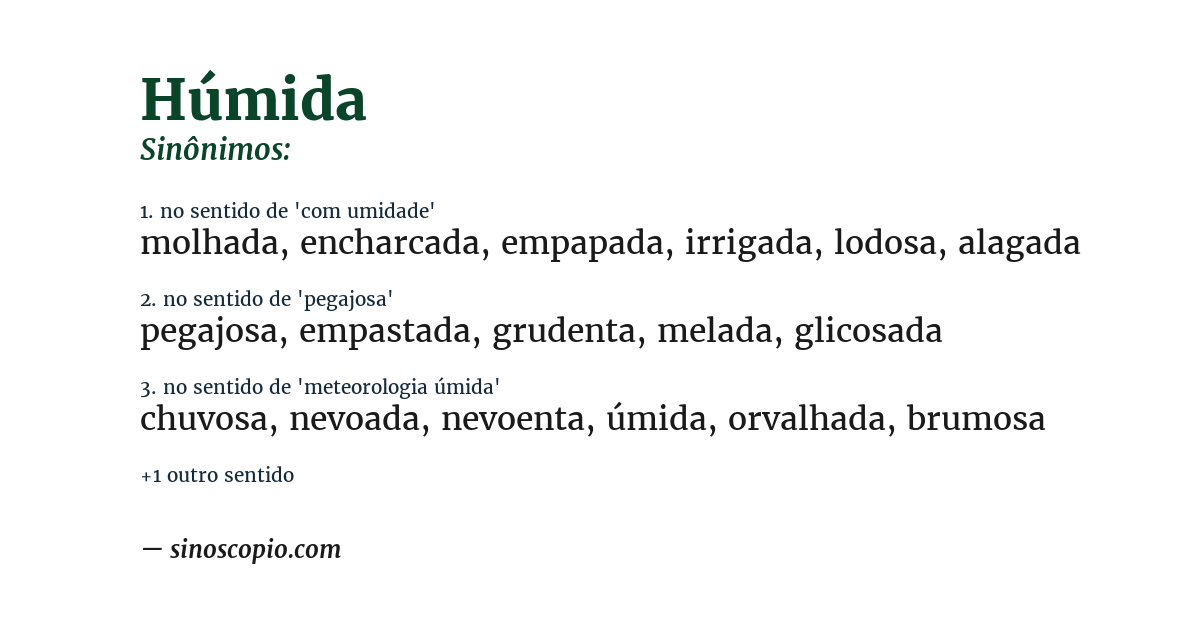Sinônimo de húmida