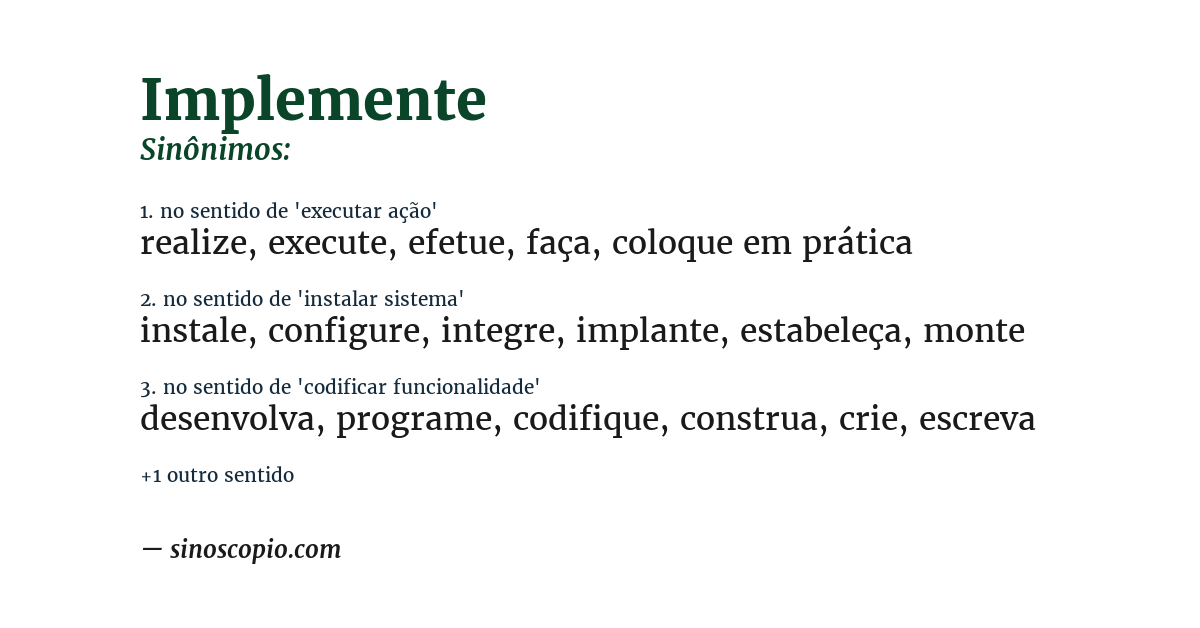 Sinônimo de implemente