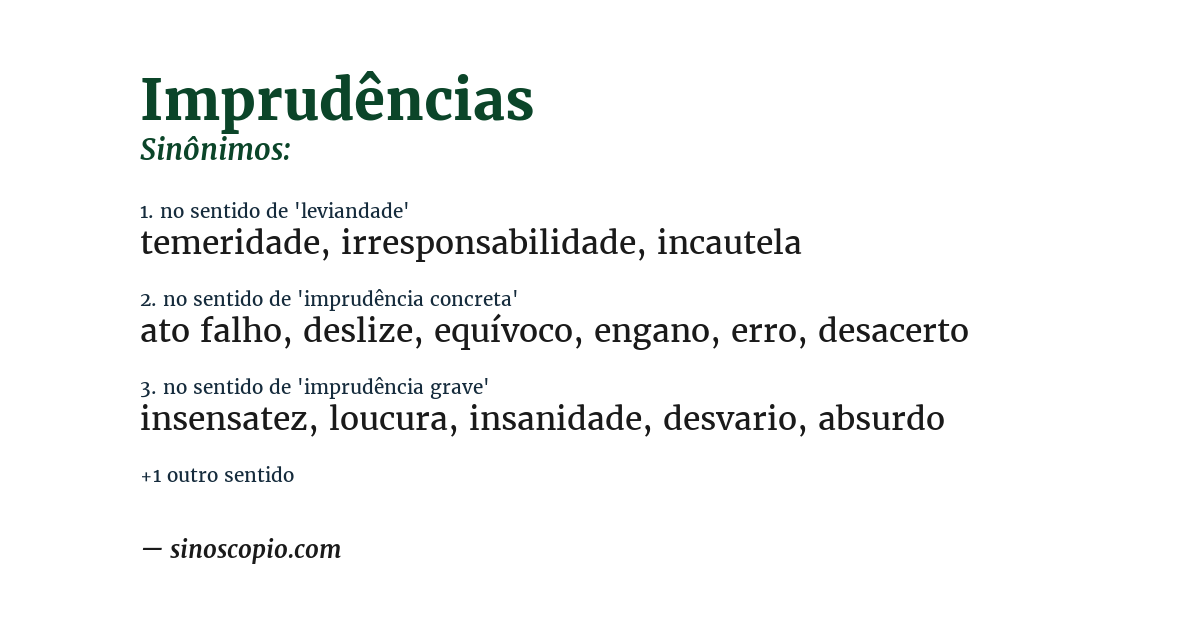 Sinônimo de imprudências