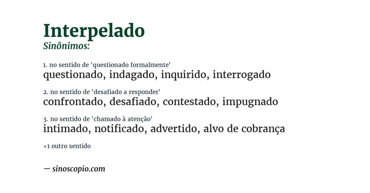 Sinônimo de interpelado