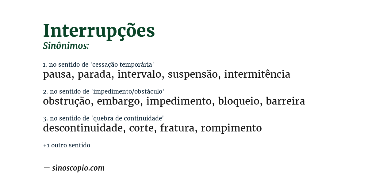 Sinônimo de interrupções