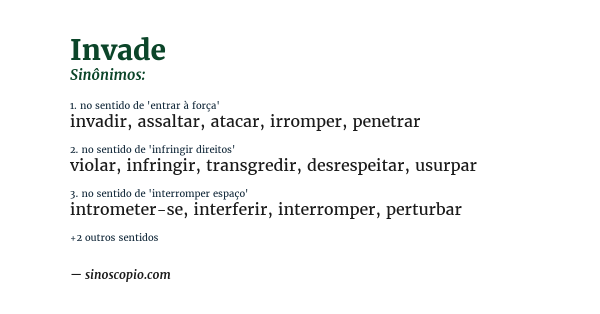 Sinônimo de invade