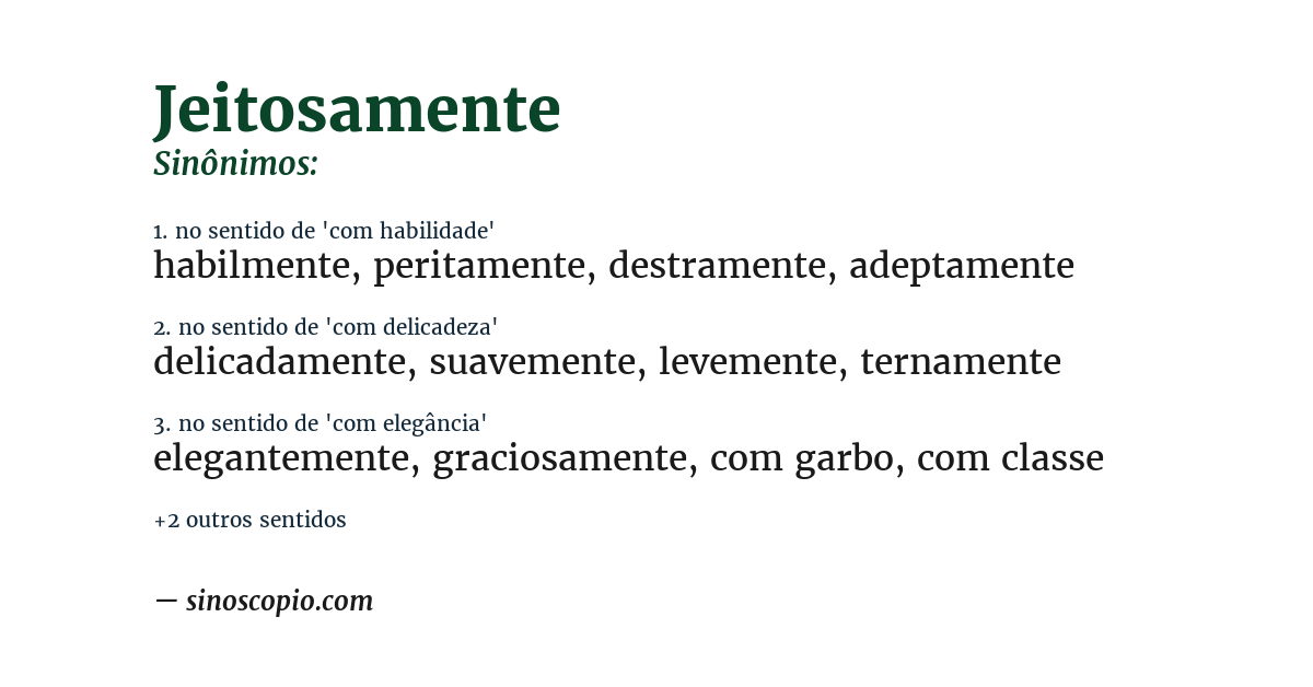 Sinônimo de jeitosamente