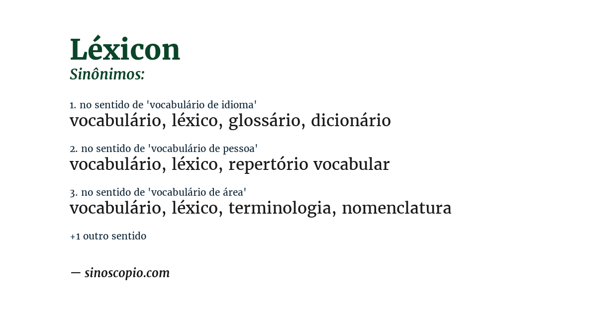 Sinônimo de léxicon