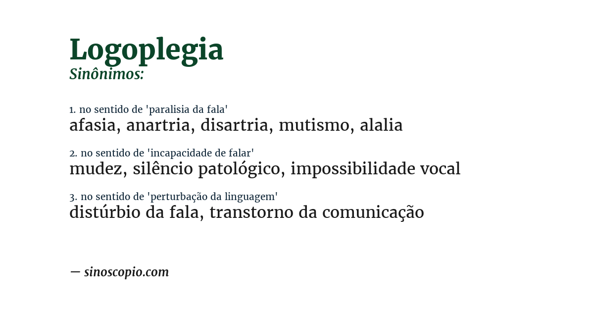 Sinônimo de logoplegia