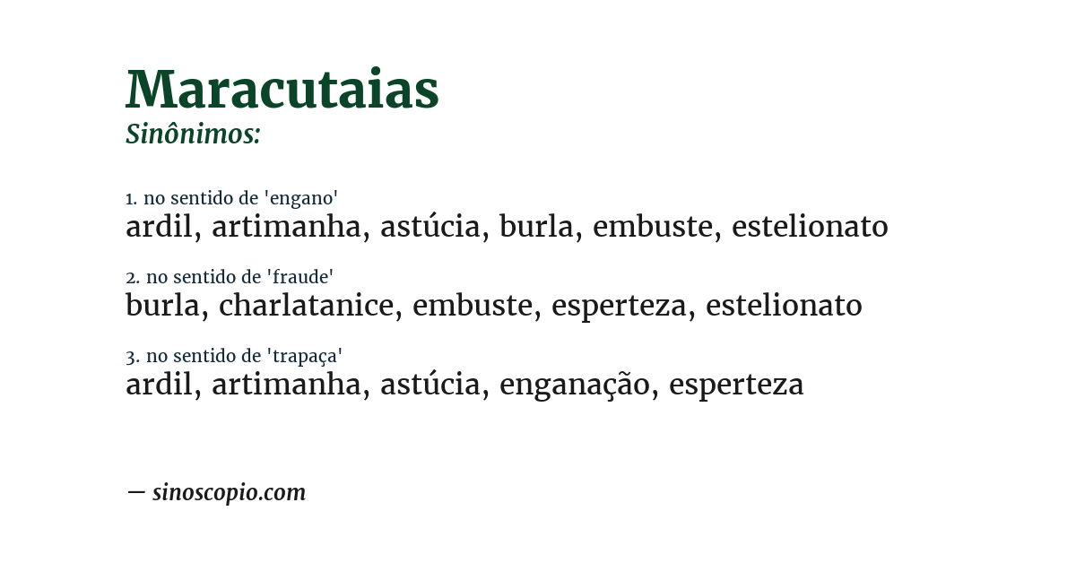 Sinônimo de maracutaias