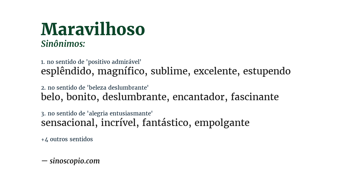 Sinônimo de maravilhoso