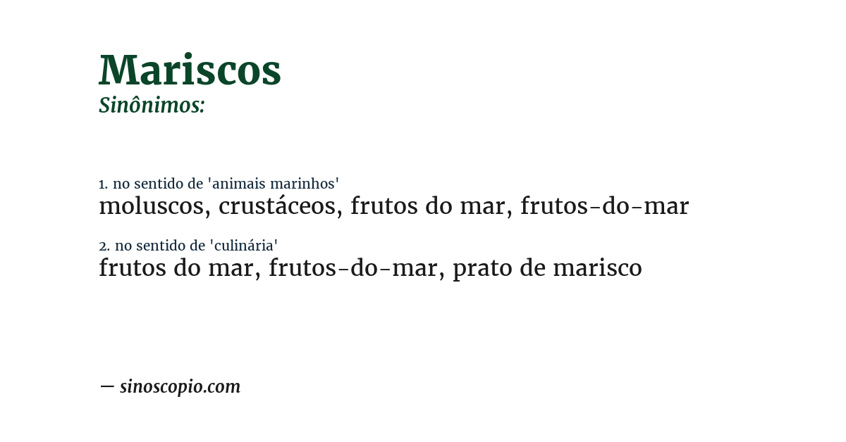 Sinônimo de mariscos