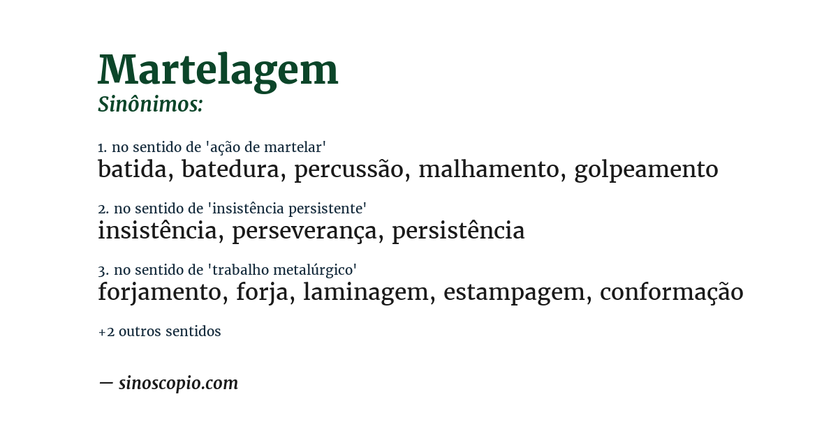 Sinônimo de martelagem