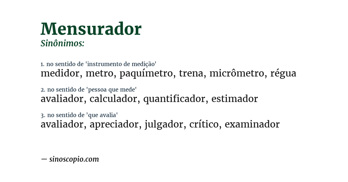 Sinônimo de mensurador