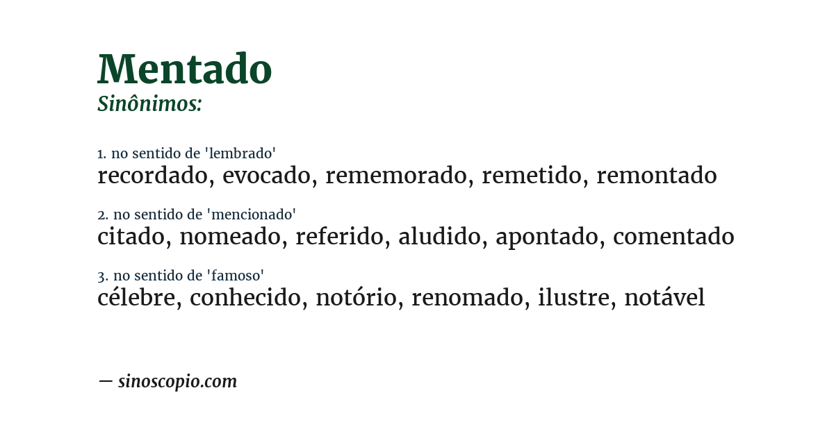 Sinônimo de mentado