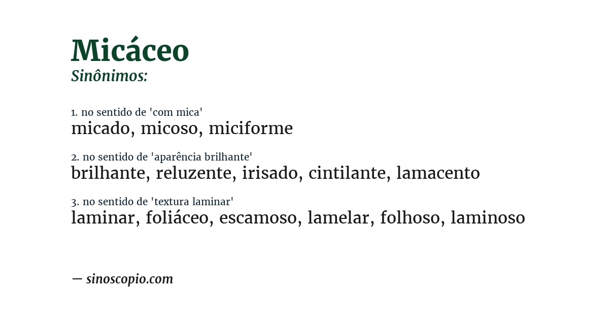 Sinônimo de micáceo