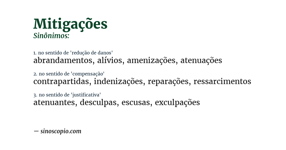 Sinônimo de mitigações