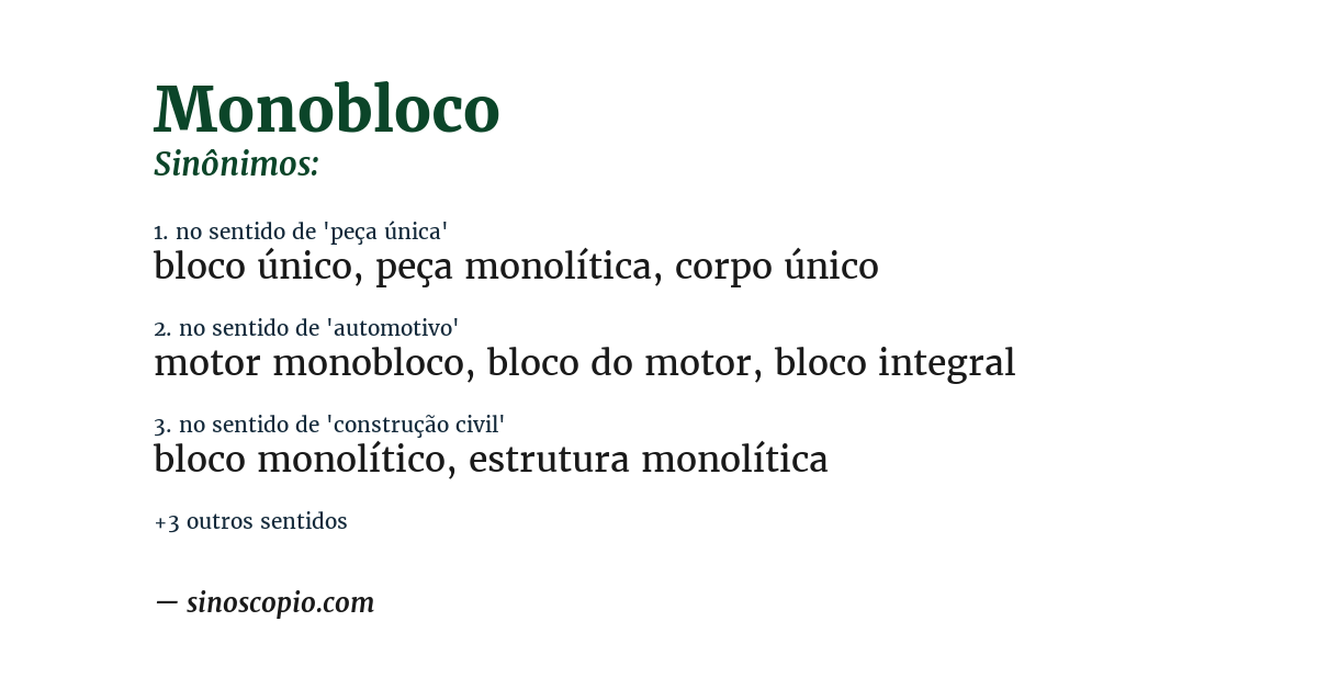 Sinônimo de monobloco