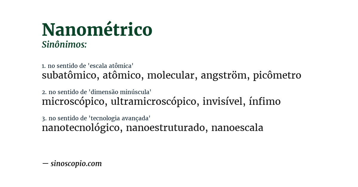 Sinônimo de nanométrico