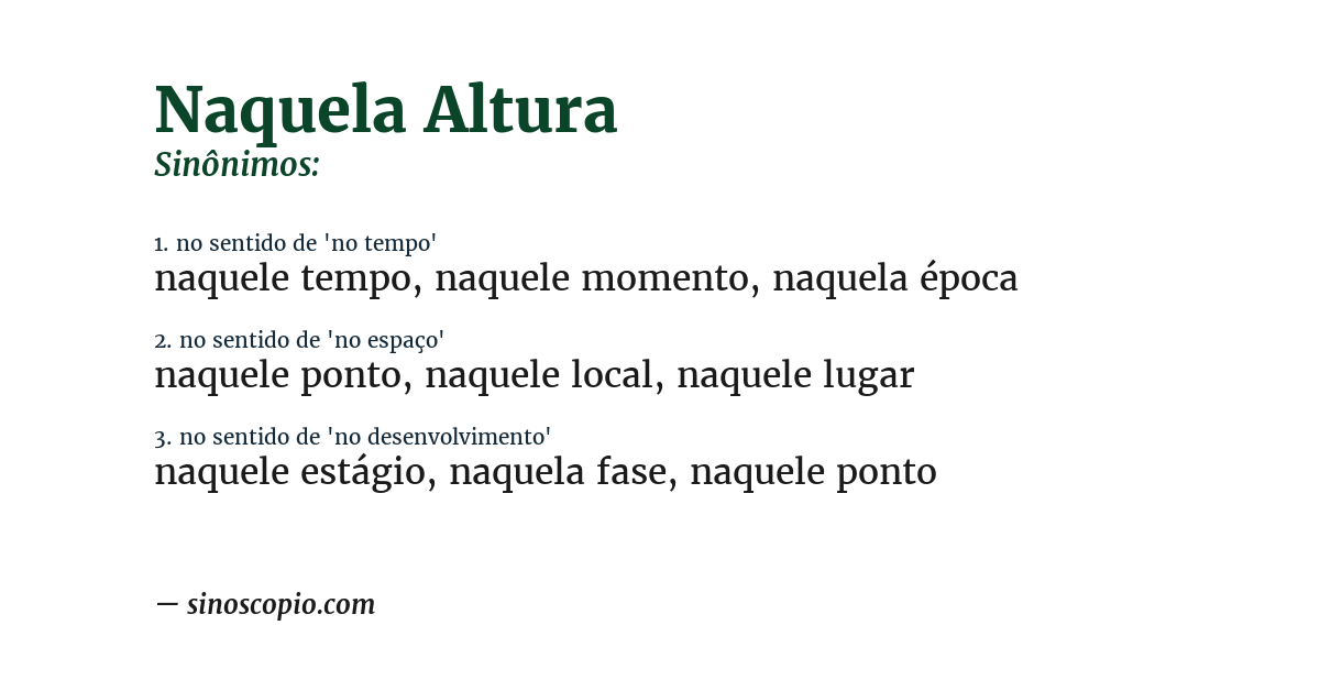 Sinônimo de naquela altura
