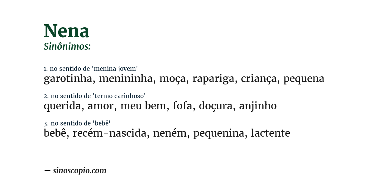 Sinônimo de nena