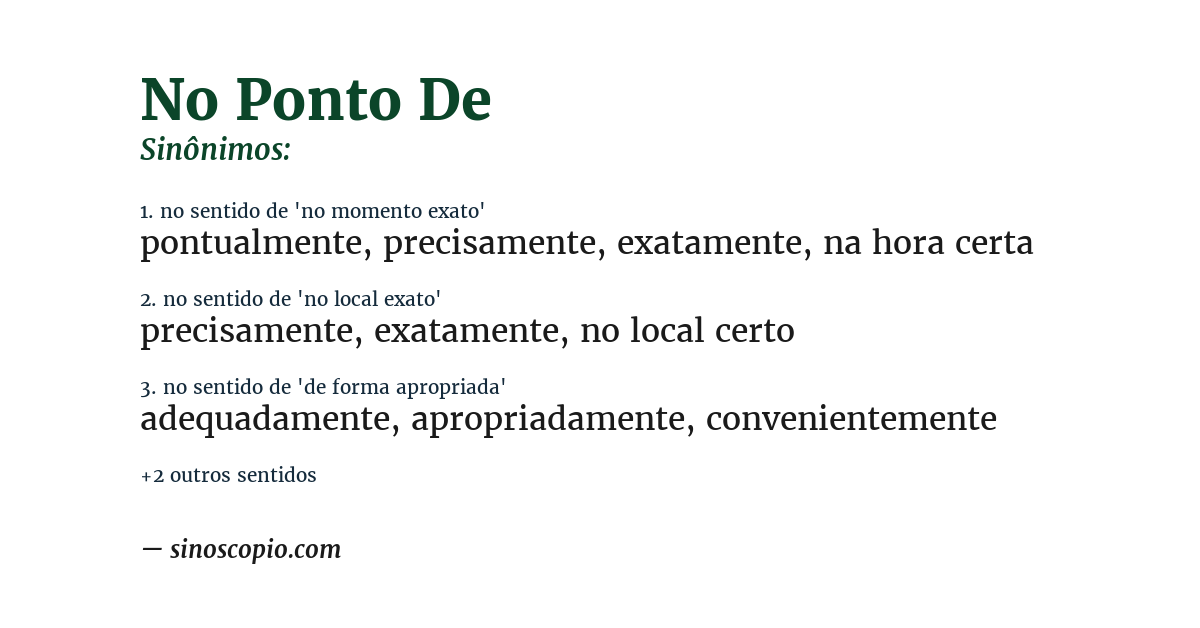Sinônimo de no ponto de