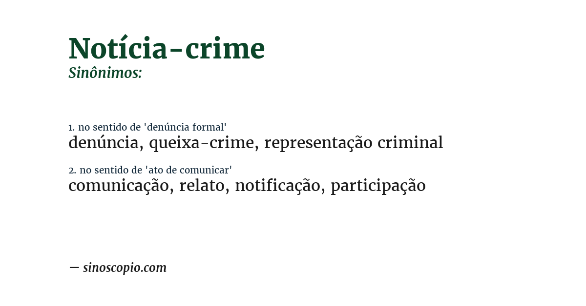 Sinônimo de notícia-crime