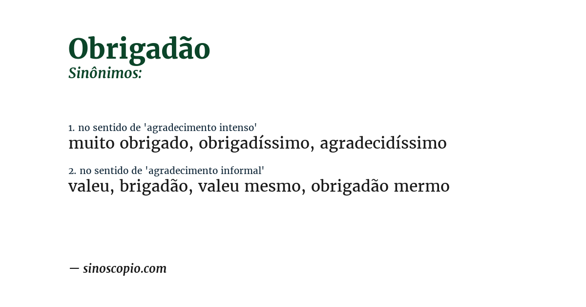 Sinônimo de obrigadão