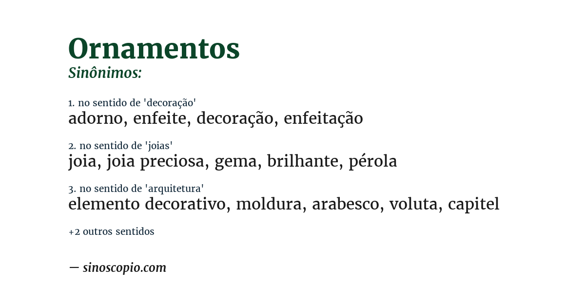 Sinônimo de ornamentos