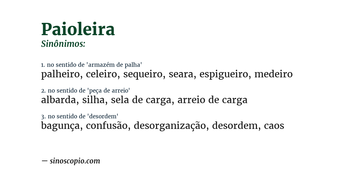 Sinônimo de paioleira