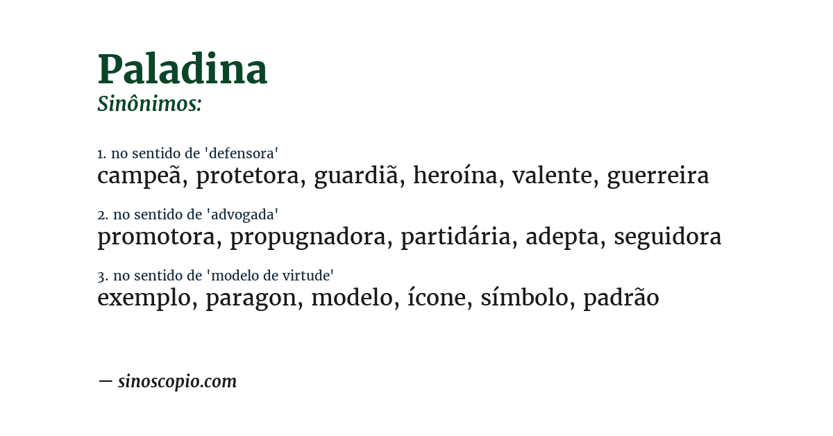 Sinônimo de paladina