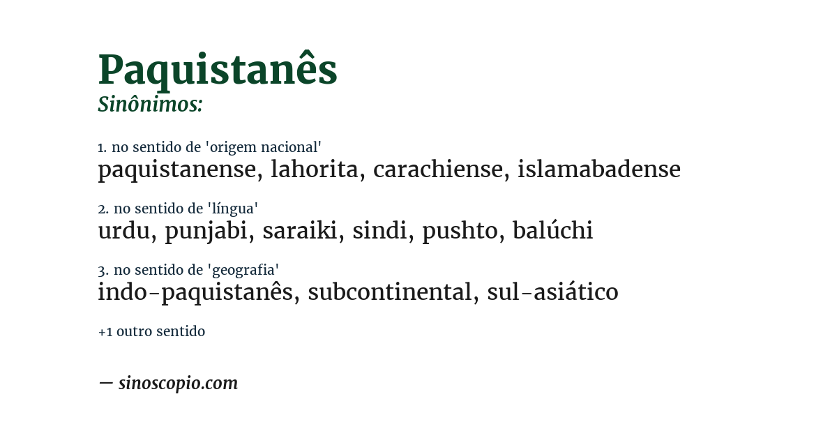 Sinônimo de paquistanês