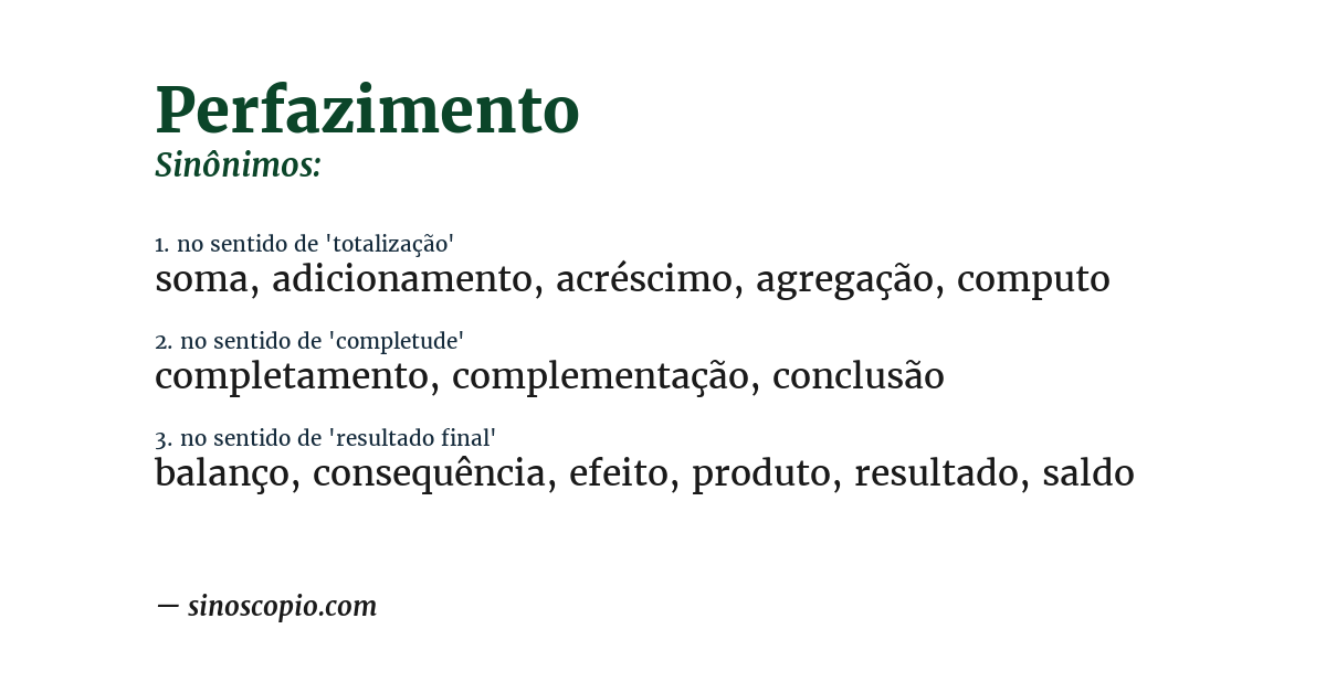 Sinônimo de perfazimento