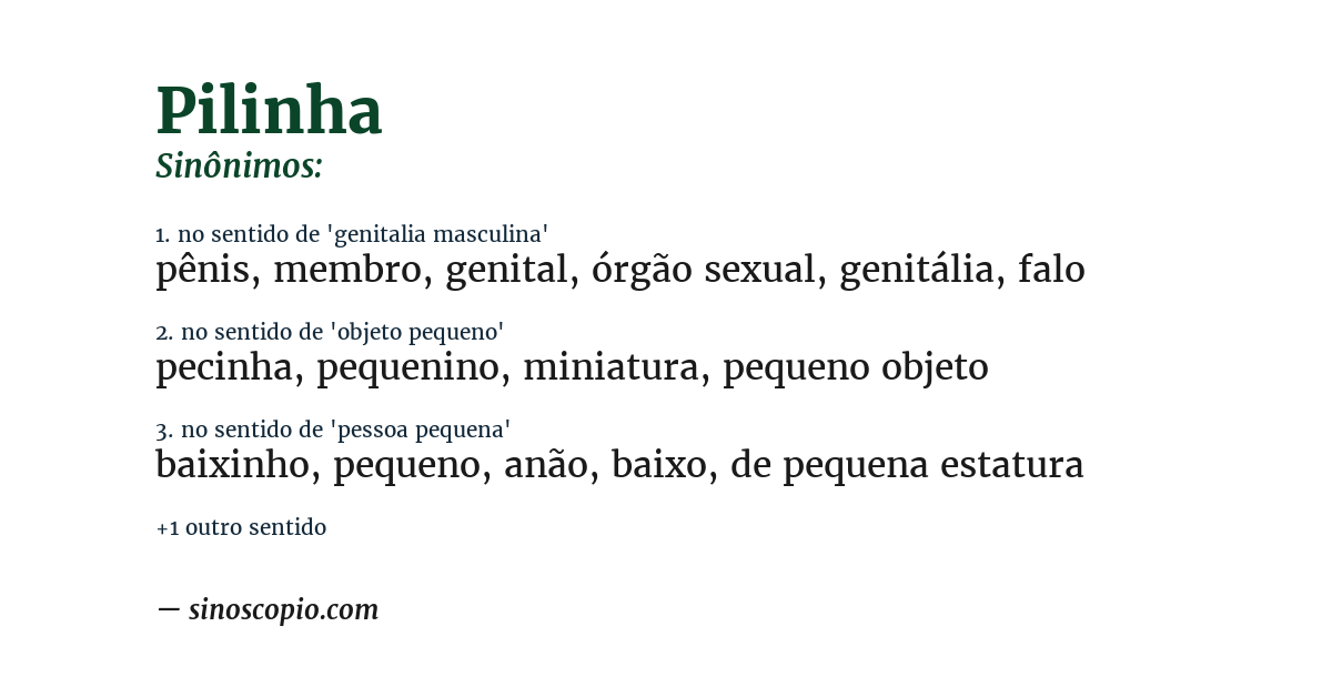 Sinônimo de pilinha