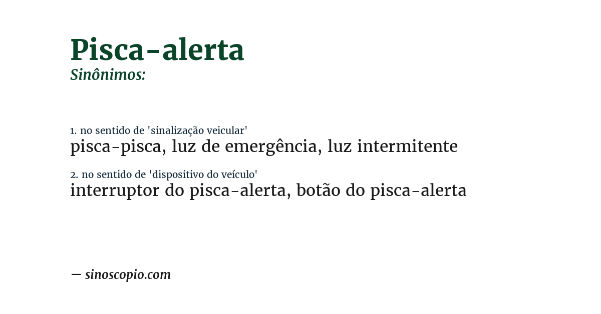 Sinônimo de pisca-alerta