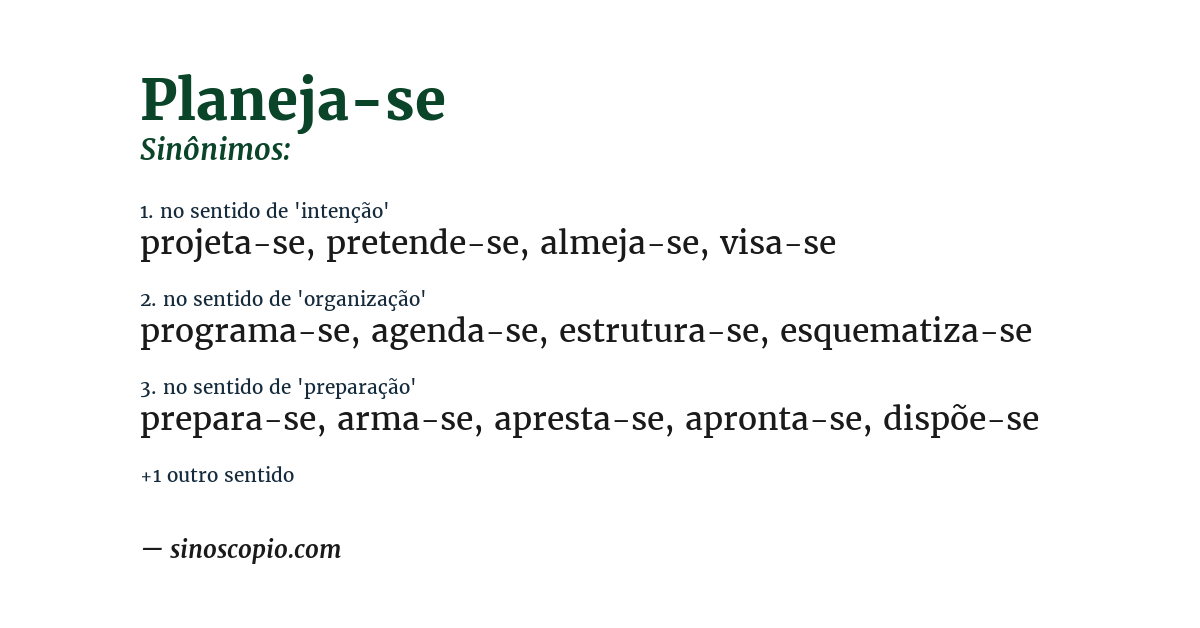 Sinônimo de planeja-se