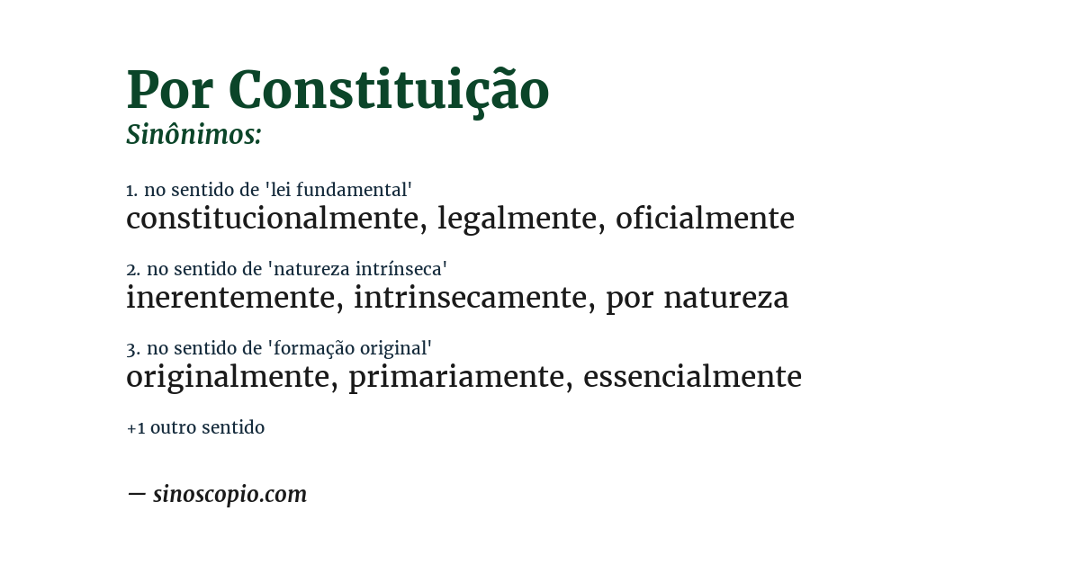 Sinônimo de por constituição