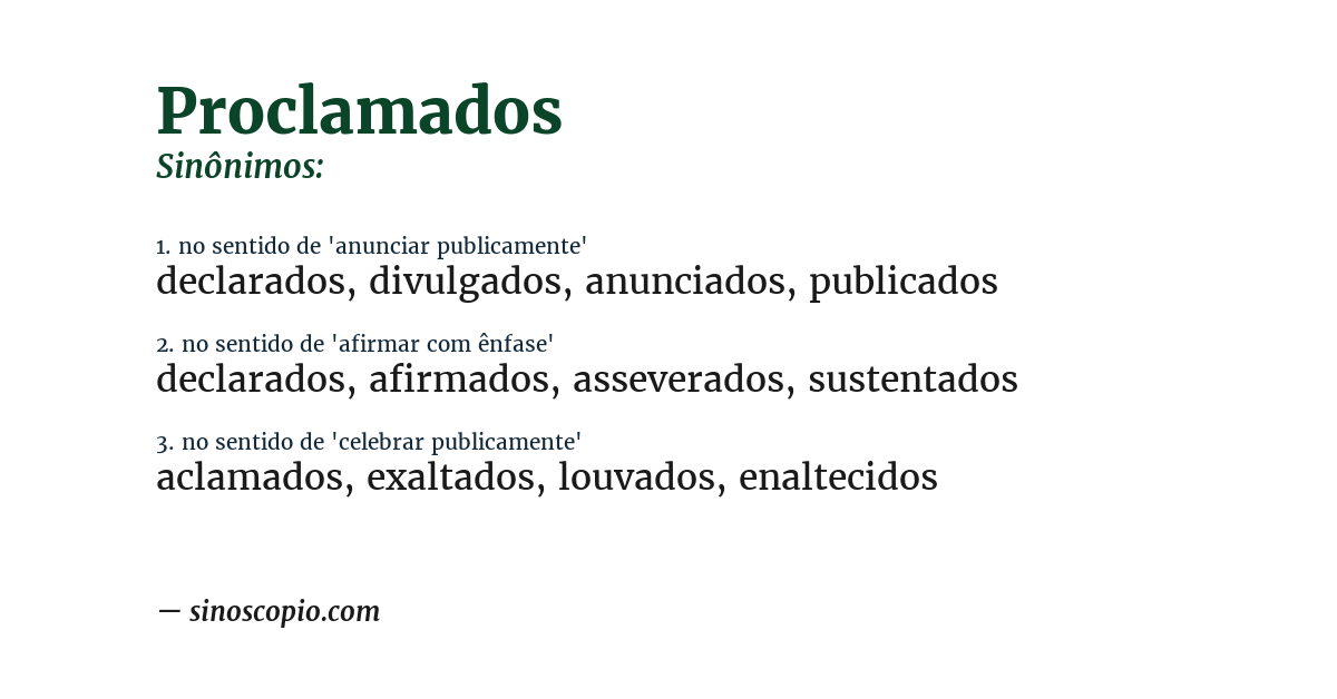 Sinônimo de proclamados
