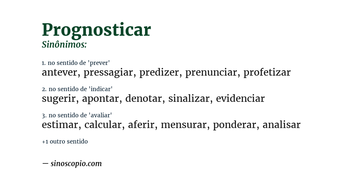 Sinônimo de prognosticar