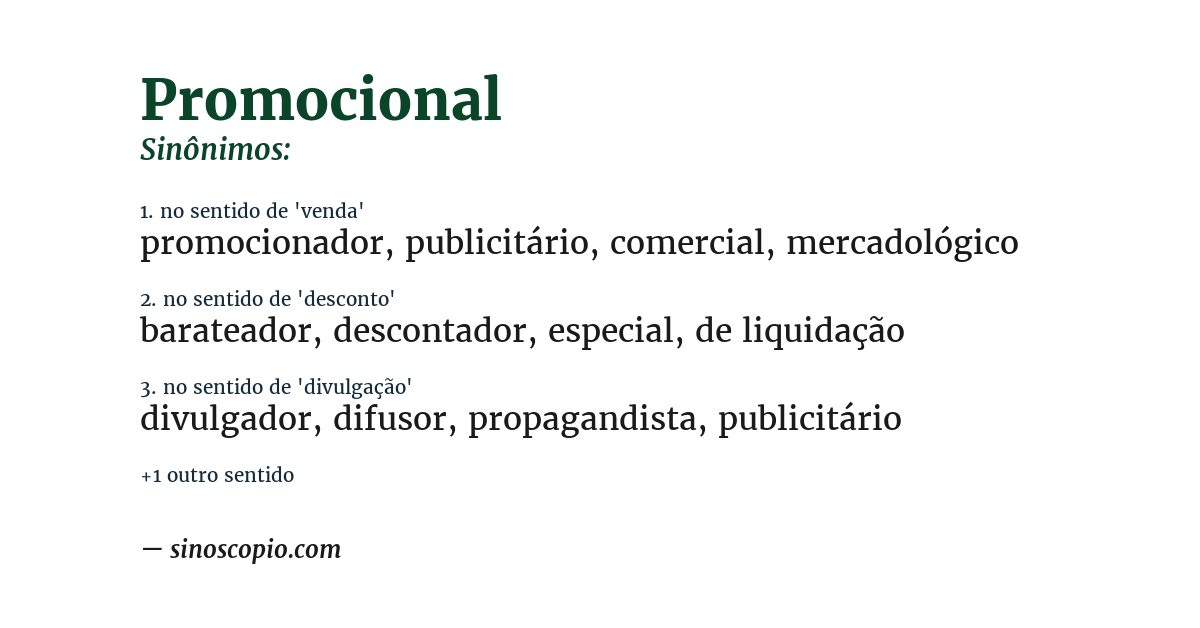 Sinônimo de promocional