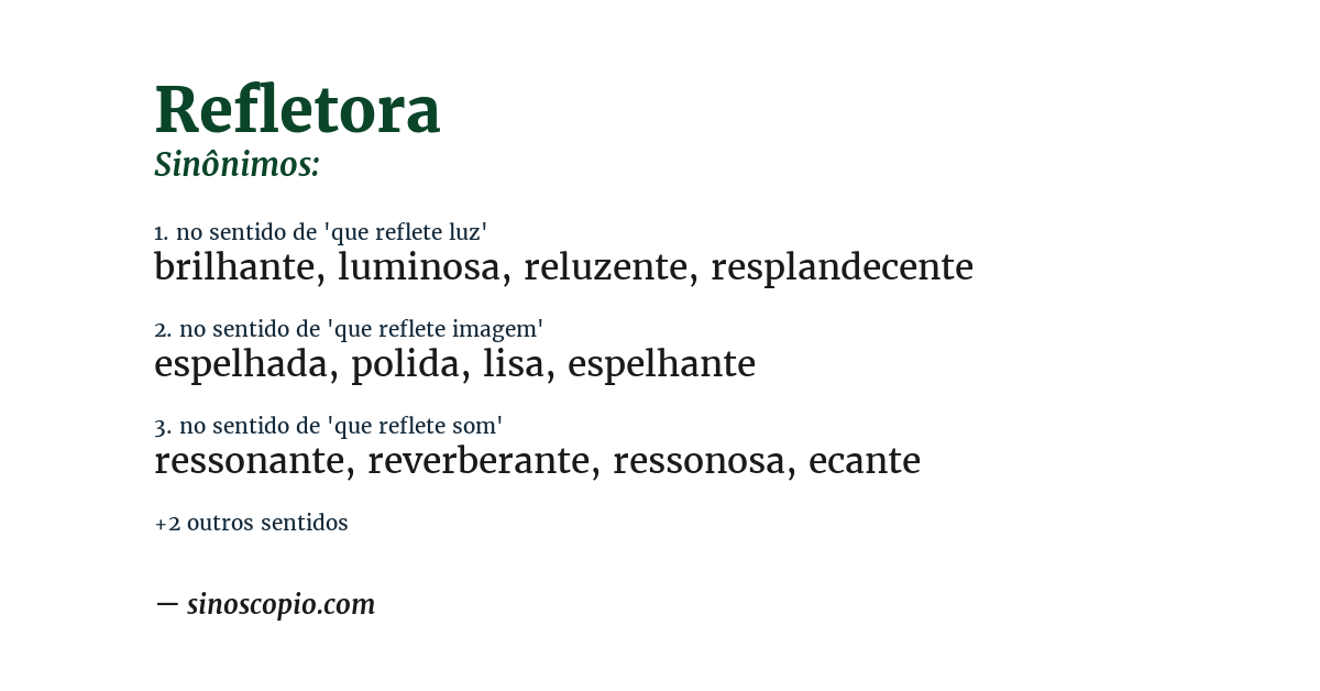 Sinônimo de refletora