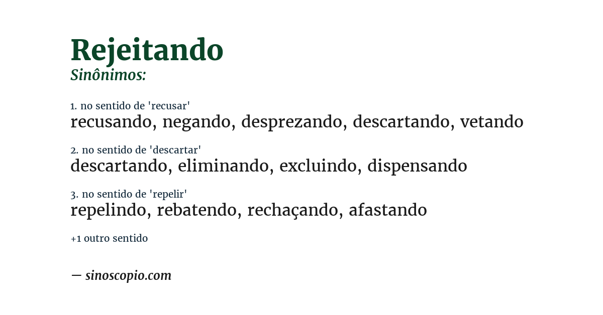 Sinônimo de rejeitando