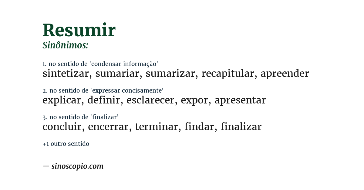 Sinônimo de resumir