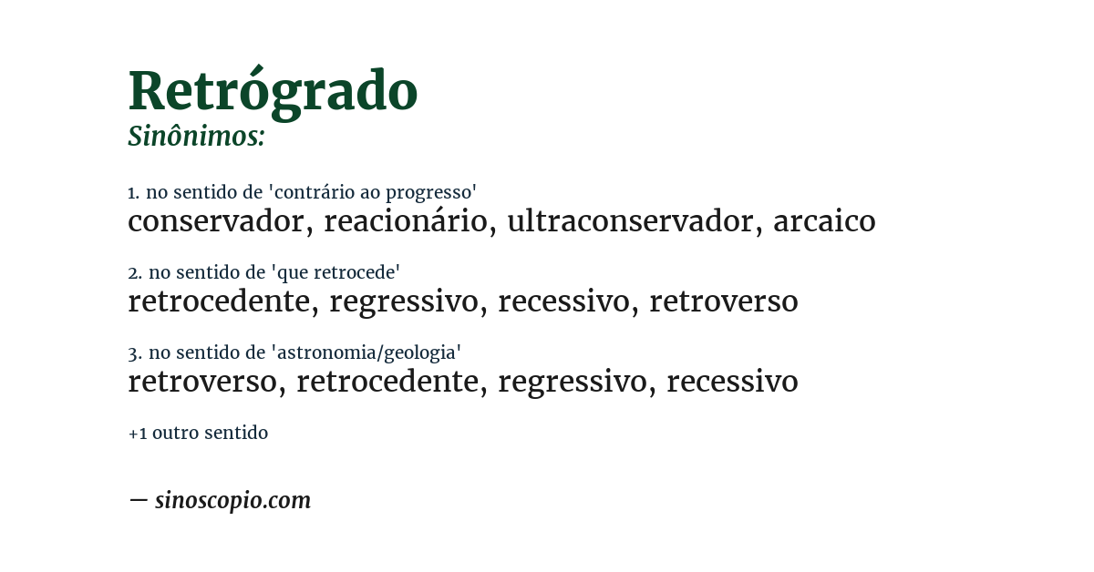 Sinônimo de retrógrado
