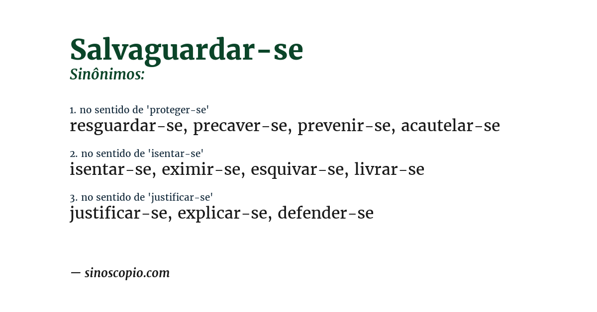 Sinônimo de salvaguardar-se
