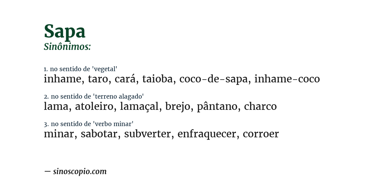 Sinônimo de sapa