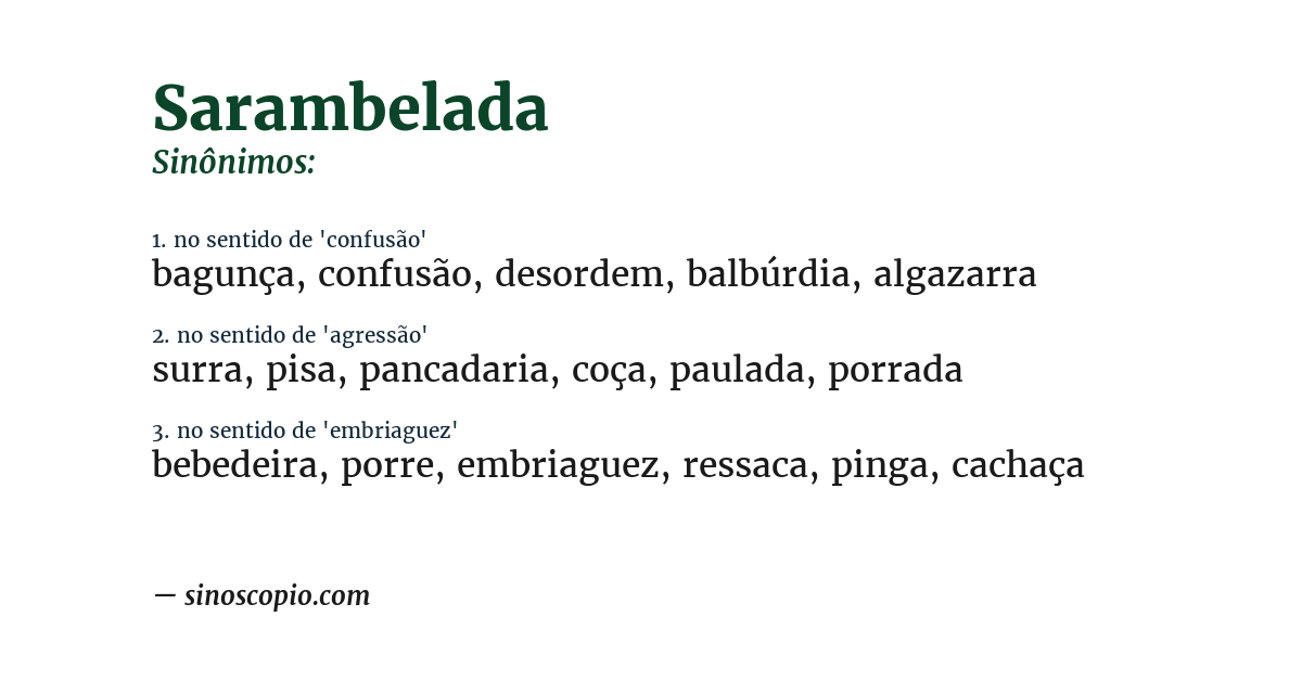 Sinônimo de sarambelada