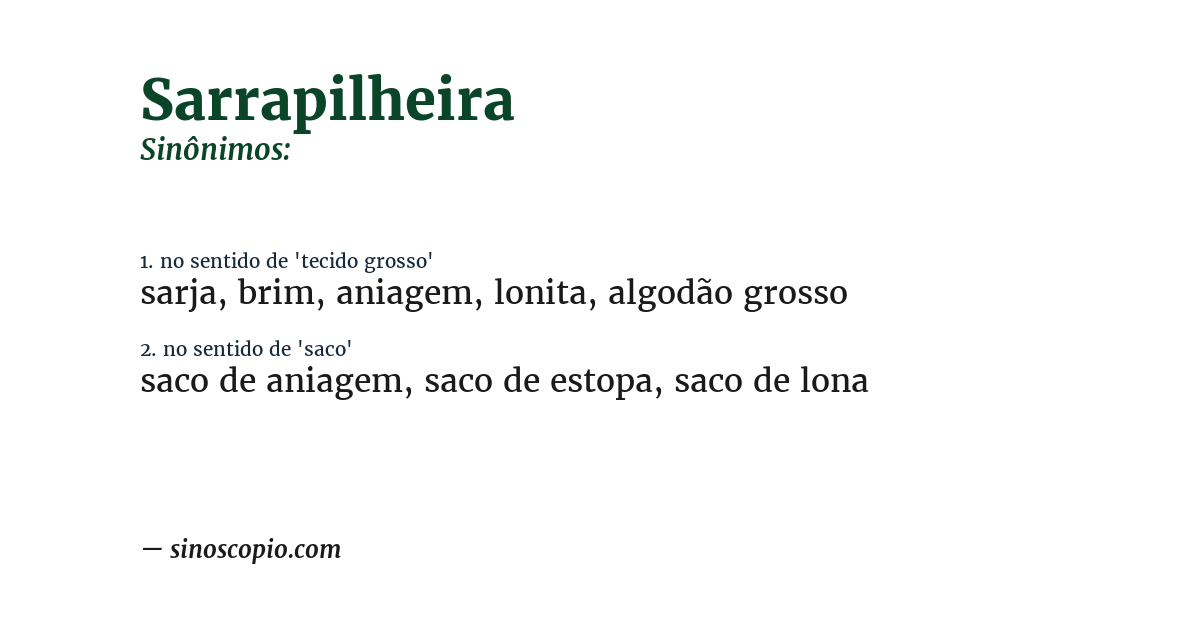 Sinônimo de sarrapilheira