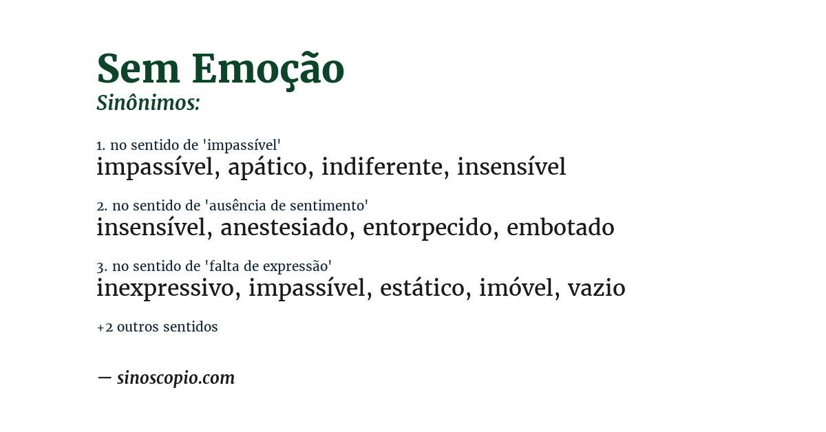 Sinônimo de sem emoção