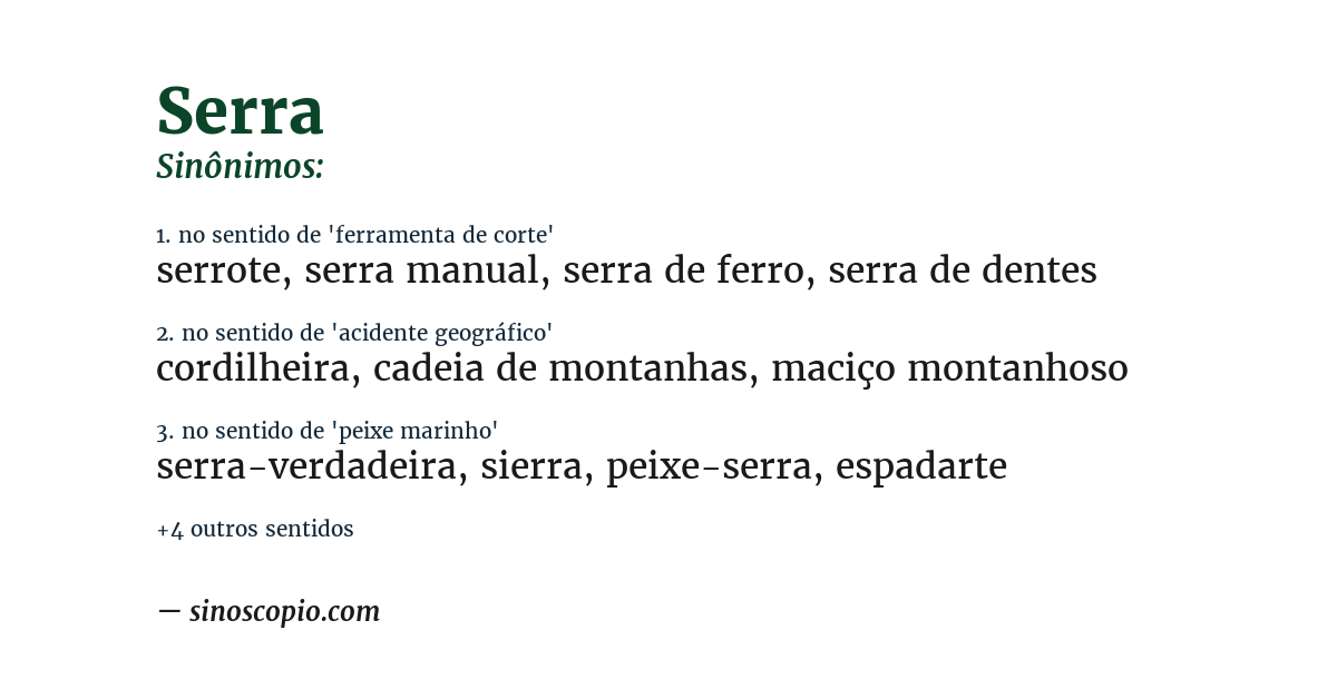Sinônimo de serra