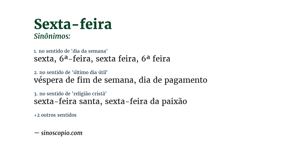 Sinônimo de sexta-feira
