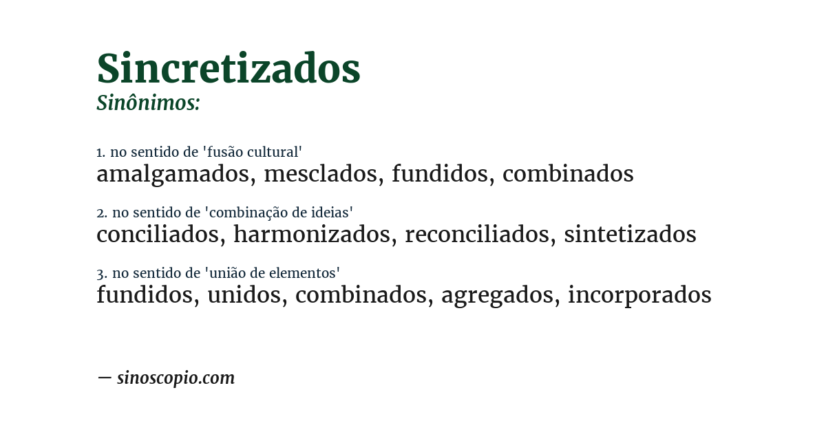 Sinônimo de sincretizados
